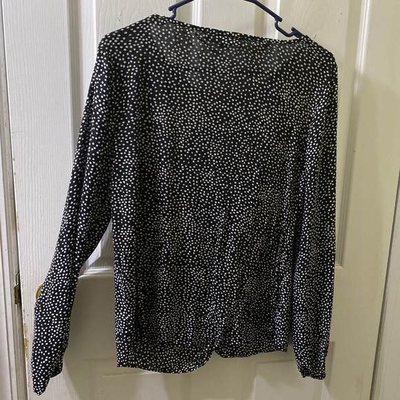 LOFT Dotted Mixed Media Twist Hem Top - Picture 8 of 14